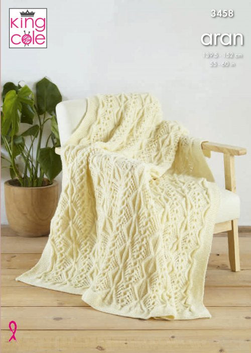 Knitting Pattern 3458 - Afghan Knitted in Fashion Aran