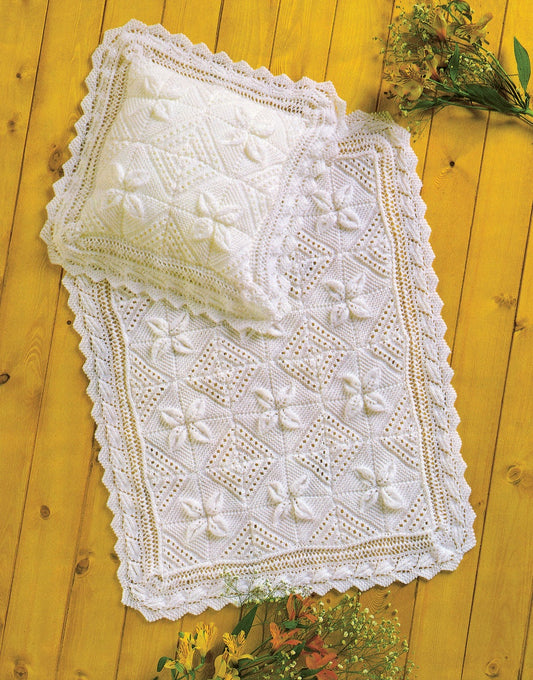 Knitting Pattern 3806 - BABY BLANKET OR AFGHAN & PILLOWCASE IN SNUGGLY DK
