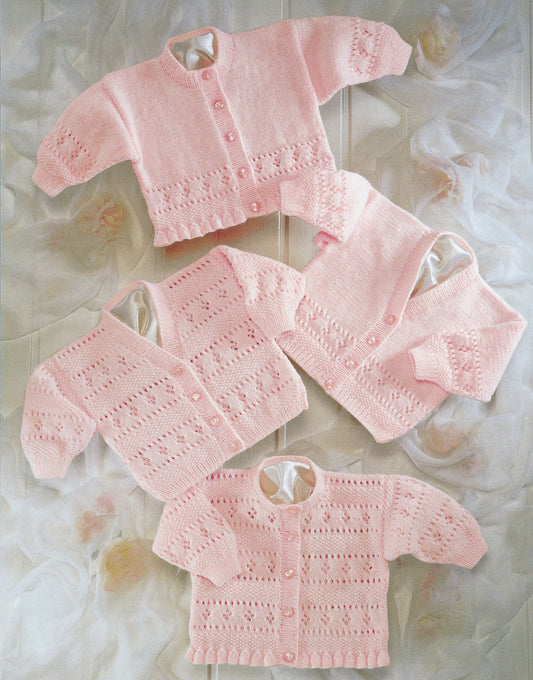 Knitting Pattern 3941 - BABY CARDIGANS WITH PATTERN DETAIL IN SNUGGLY 4 PLY