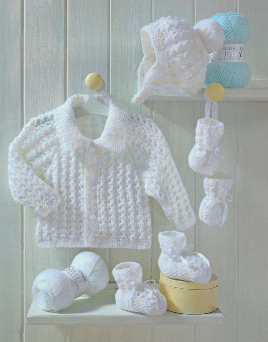 Knitting Pattern 3949 - Jacket, Hat, Booties & Mittens - Snuggly DK