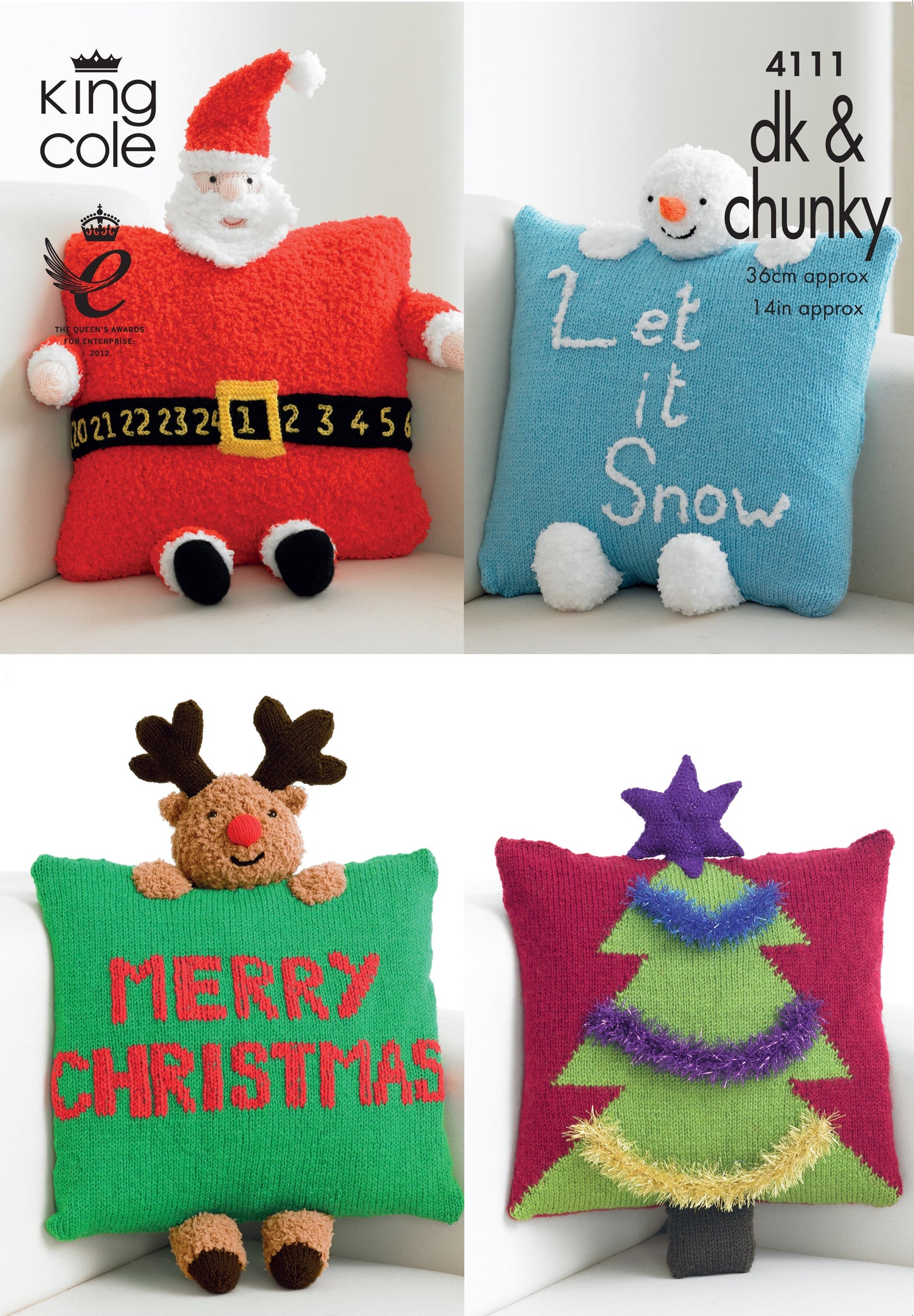Knitting Pattern 4111 - Christmas Novelty Cushions Knitted in any King Cole DK/Chunky