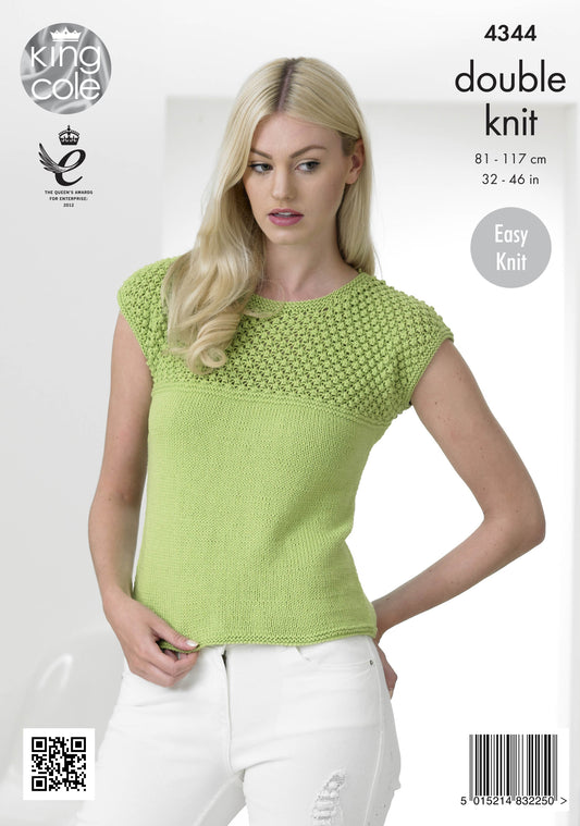 Knitting Pattern 4344 - Tops Knitted with Cottonsoft DK