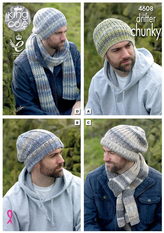 Knitting Pattern 4608 - Hats & Scarves Knitted with Drifter Chunky