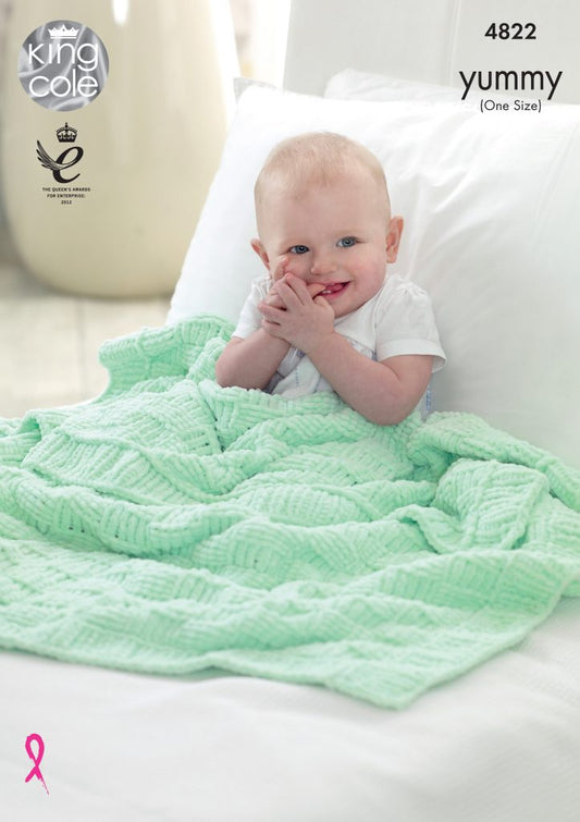 Knitting Pattern 4822 - Blankets knitted with Yummy Chunky