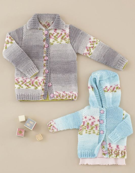 Knitting Pattern 4832 - CHILDREN'S  CARDIGANS IN HAYFIELD BABY BLOSSOM CHUNKY