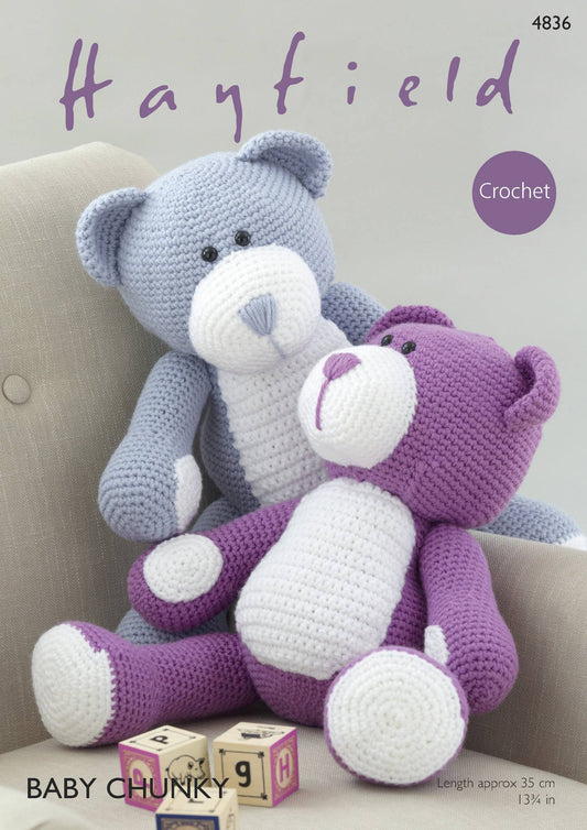 Crochet Pattern 4836 - TOY BEARS IN BABY CHUNKY
