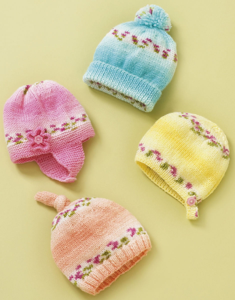 Knitting Pattern 4839 - BABY HATS IN HAYFIELD BABY BLOSSOM DK