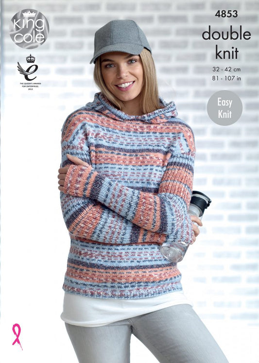 Knitting Pattern 4853 - Hoodie & Sweater knitted in Drifter DK