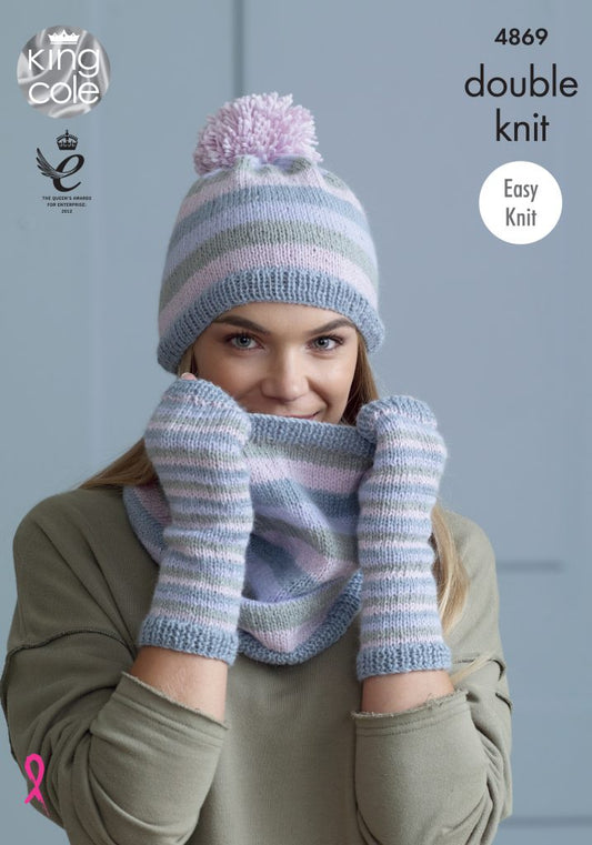 Knitting Pattern 4869 - Snoods, Hats & Mitts knitted with Baby Alpaca DK