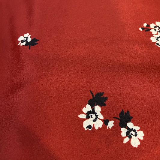 RED AND BEIGE FLORAL POLYESTER