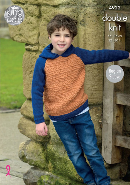 Knitting Pattern 4922 - Hoodie & Sweater Knitted in Majestic DK