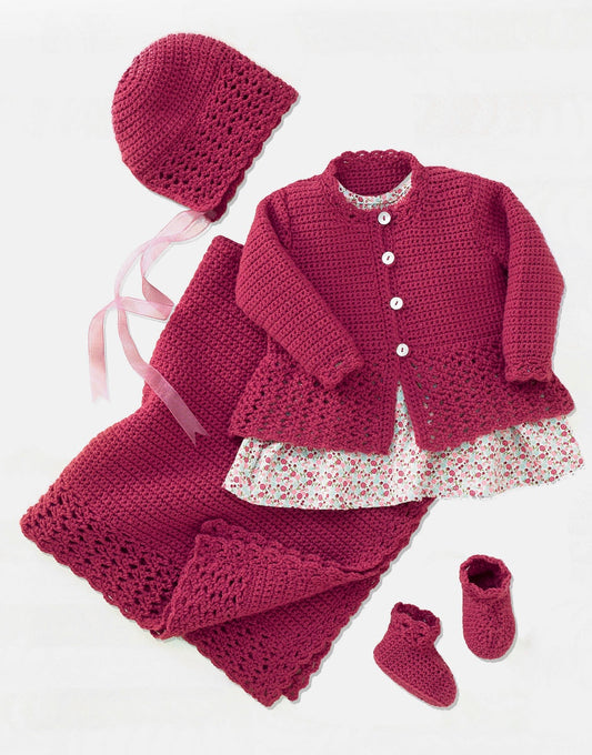 Crochet Pattern 4939 - BABY CARDIGAN, BLANKET & ACCESSORIES IN SNUGGLY 4 PLY