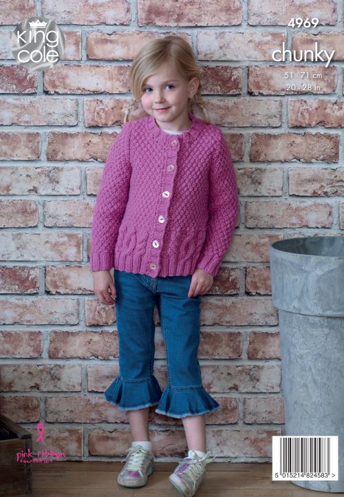 Knitting Pattern 4969 - Child’s Cardigan & Sweater Knitted in Comfort Chunky