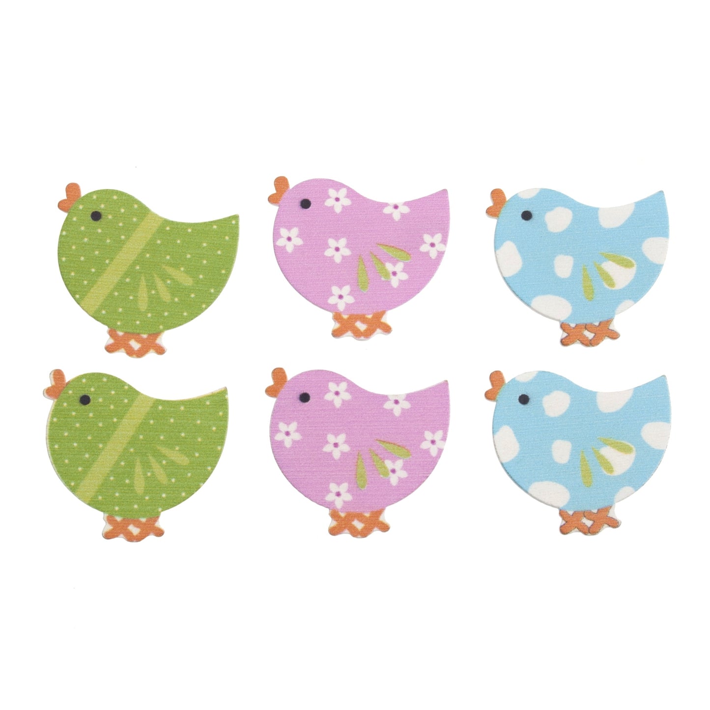 CRAFT EMBELLISHMENTS- COLOURED CHICKS - Pack of 6
