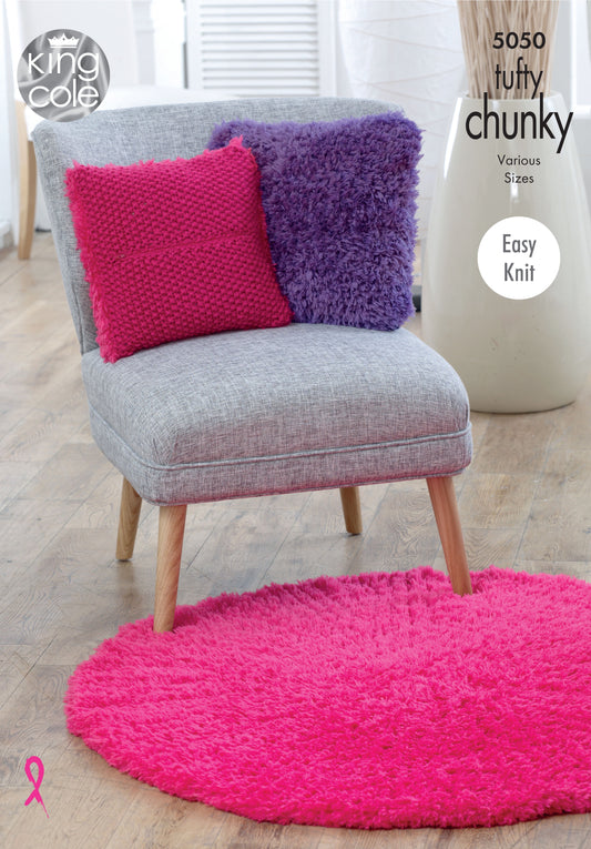 Knitting Pattern 5050 - Blankets, Cushions & Rugs Knitted in Tufty