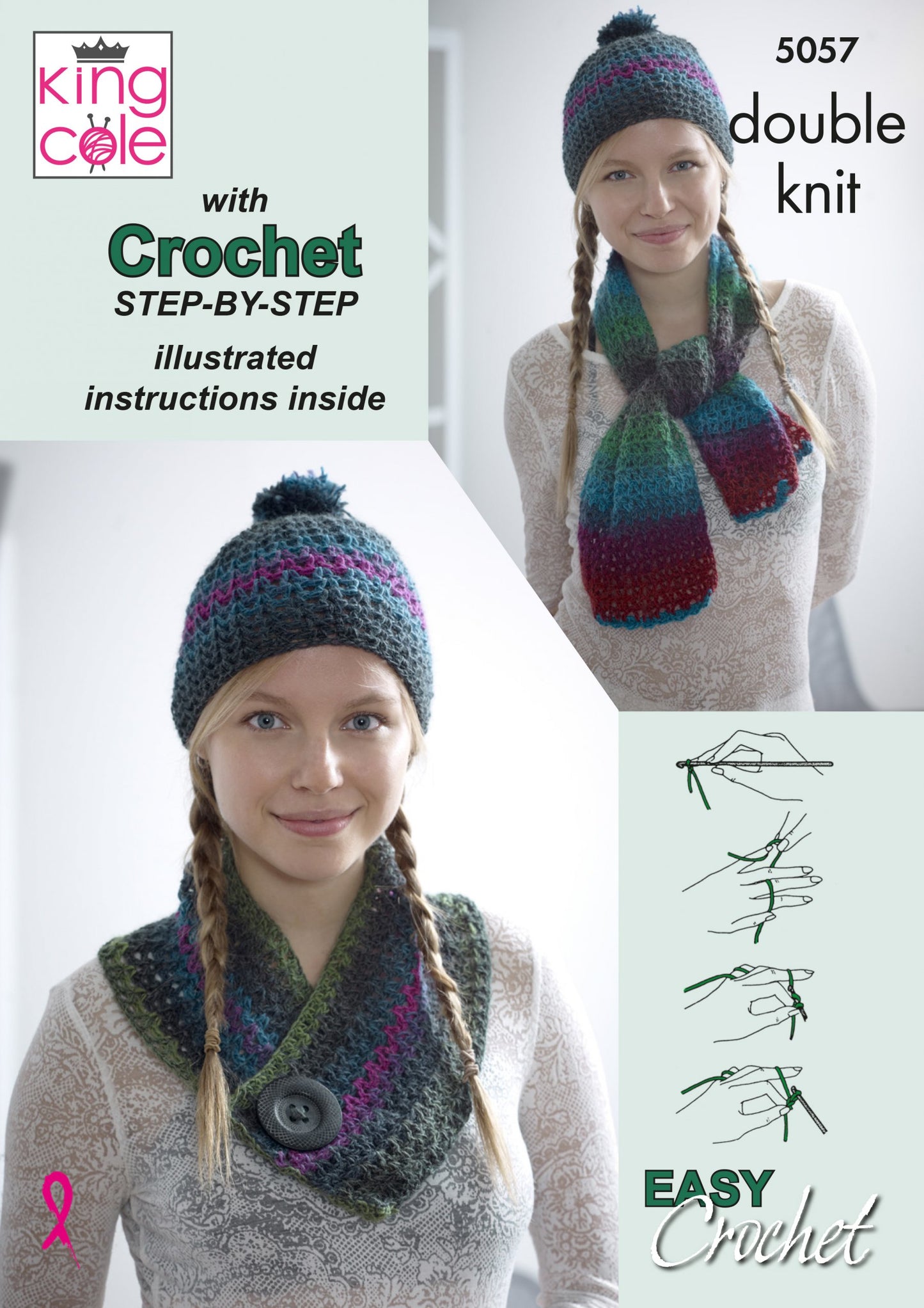 Crochet Pattern 5057 - Scarf, Hat & Cowl Set: Crocheted in Riot DK