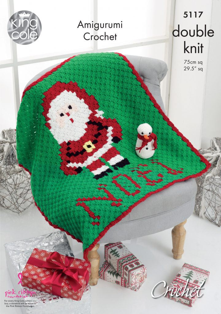 Knitting Pattern 5117 - Christmas Corner to Corner Blanket & Snowman Amigurumi Crocheted in Pricewise DK & Dollymix DK