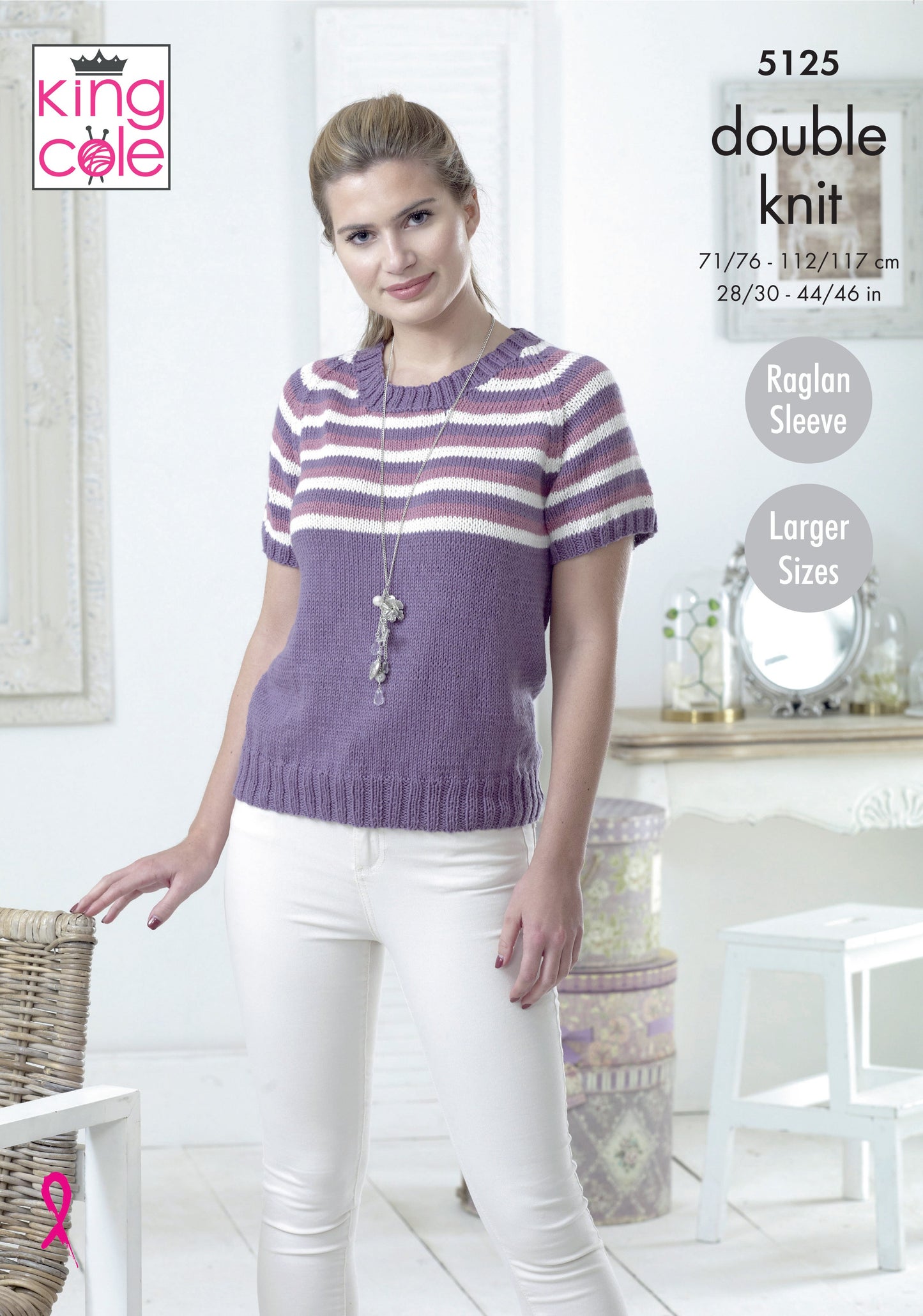 Knitting Pattern 5125 - Sweaters Knitted in Cottonsoft DK