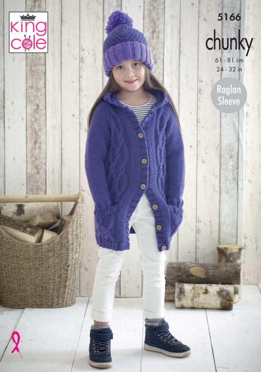 Knitting Pattern 5166 - Child’s Jackets Knitted in Comfort Chunky