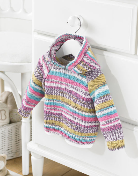 Knitting Pattern 5210 - BABY SWEATER IN SNUGGLY CROFTER DK