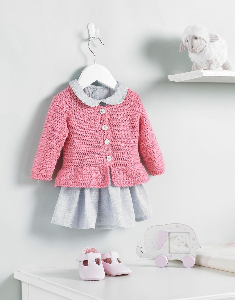 Crochet Pattern 5222 - BABY GIRL CARDIGAN IN SNUGGLY 4 PLY