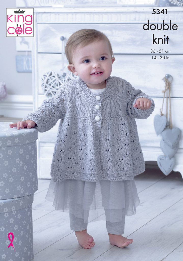 Knitting Pattern 5341 - Matinee Jacket, Bootees, Hat & Blanket Knitted in Finesse Cotton Silk DK