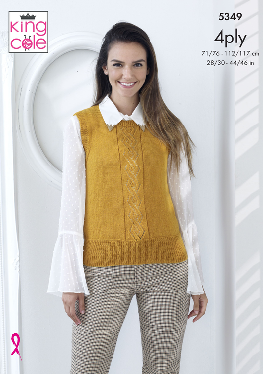 Knitting Pattern 5349 - Top & Sweater Knitted in Merino Blend 4ply