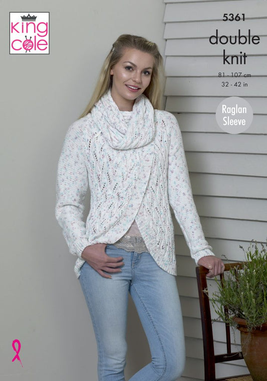 Knitting Pattern 5361 - Sweater & Cardigan Knitted in Cottonsoft Candy DK