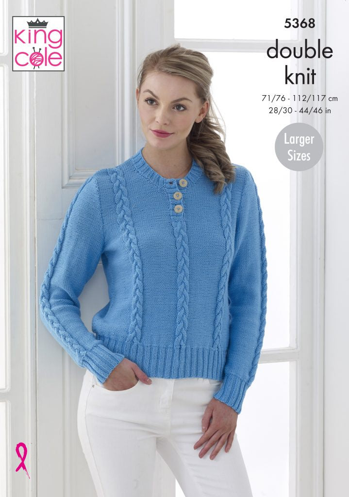 Knitting Pattern 5368 - Sweater & Cardigan Knitted in Cottonsoft DK