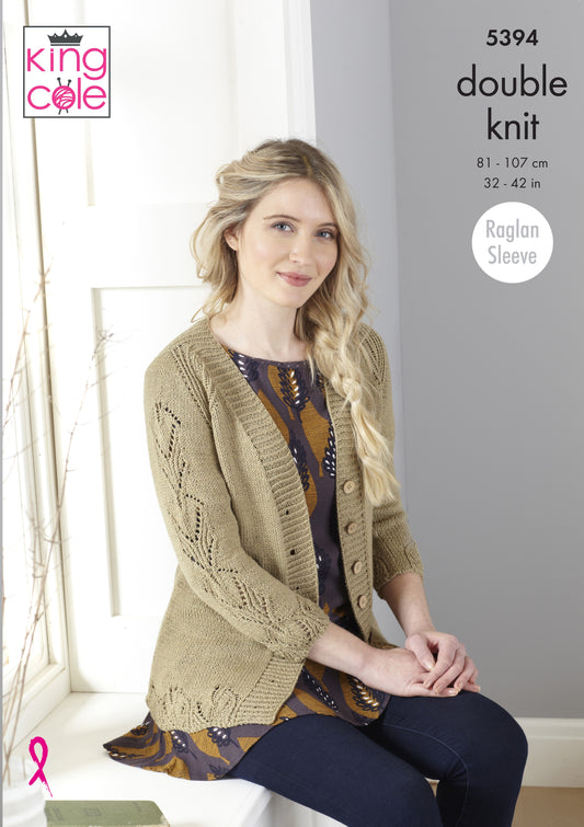Knitting Pattern 5394 - Cardigan & Sweater Knitted in Finesse Cotton Silk DK