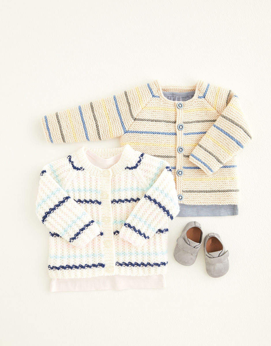Knitting Pattern 5423 -  STRIPED CARDIGANS IN HAYFIELD BABY BONUS DK