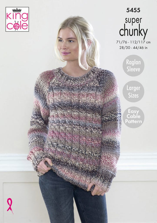 Knitting Pattern 5455 - Sweater, Hat & Scarf: Knitted in Explorer Super Chunky