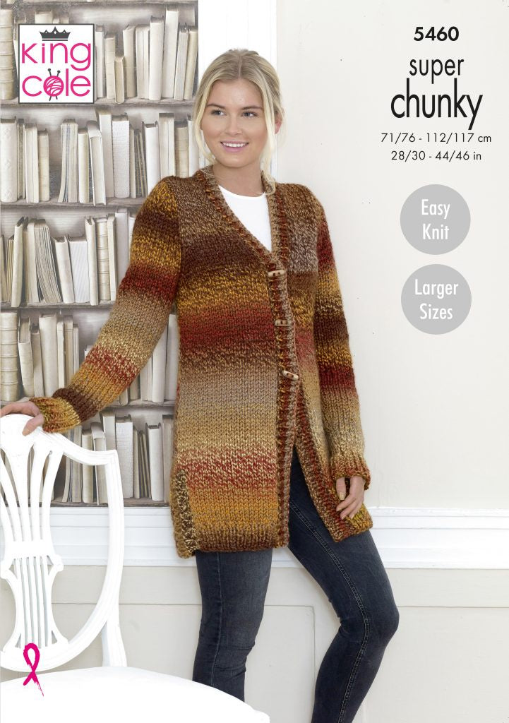 Knitting Pattern 5460 - Cardigan & Waistcoat Knitted in Explorer Super Chunky