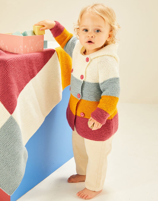 Knitting Pattern 5492 - COLOUR BLOCK DUFFLE AND BLANKET IN SNUGGLY DK