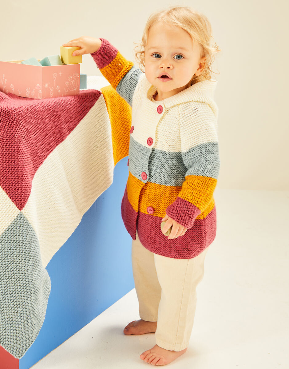 PDF - Knitting Pattern 5492 - COLOUR BLOCK DUFFLE AND BLANKET IN SNUGGLY DK