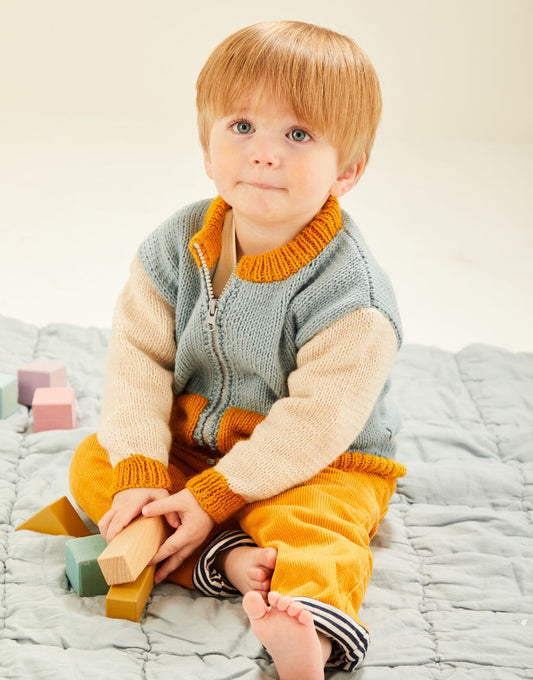 Knitting Pattern 5493 - BABY BOMBER JACKET SET IN SNUGGLY DK