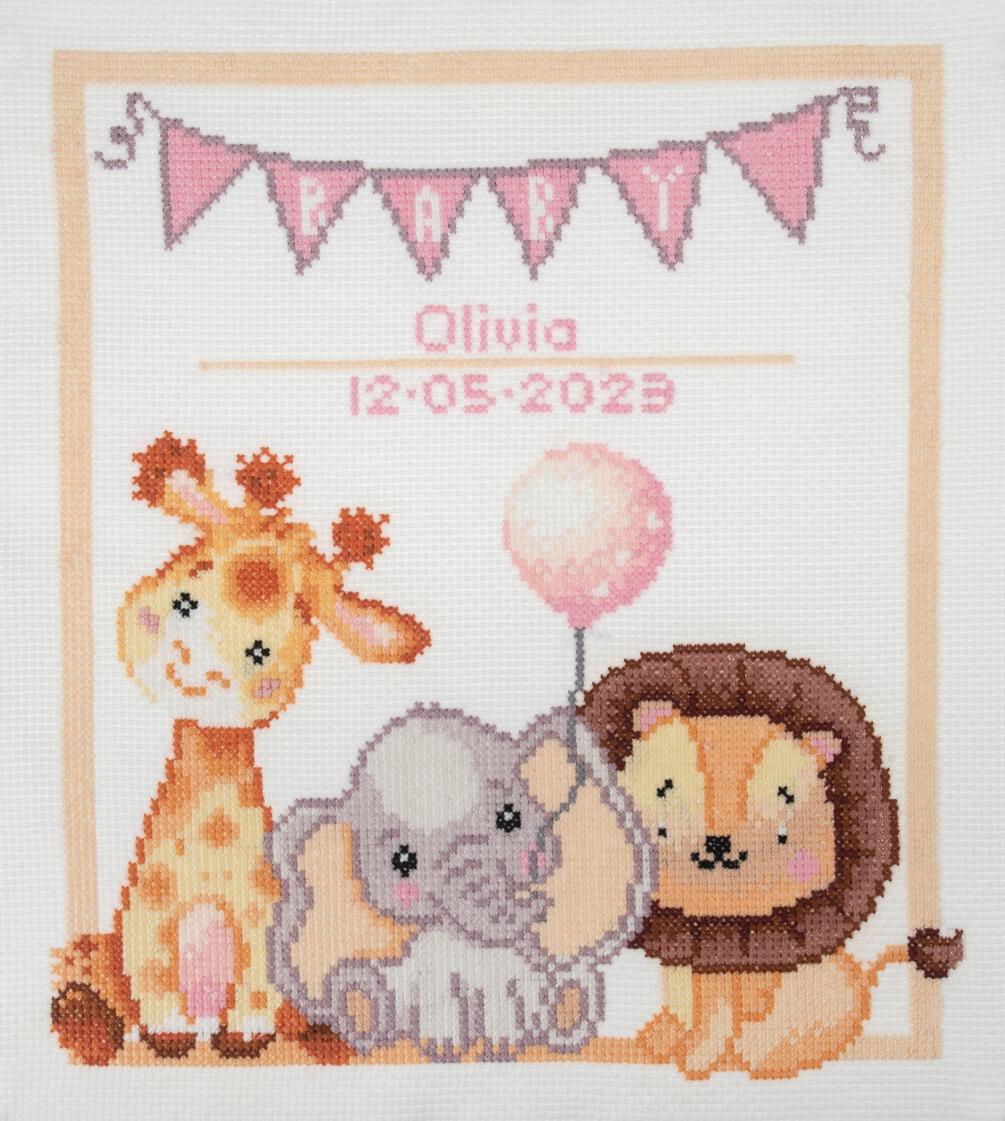 COUNTED CROSS STITCH KIT- NEW BABY (14”) SQUARE