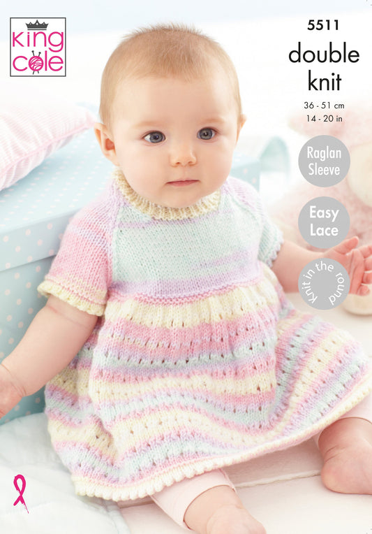 Knitting Pattern 5511 - Dress, Matinee Coat & Blanket: Knitted in Beaches DK