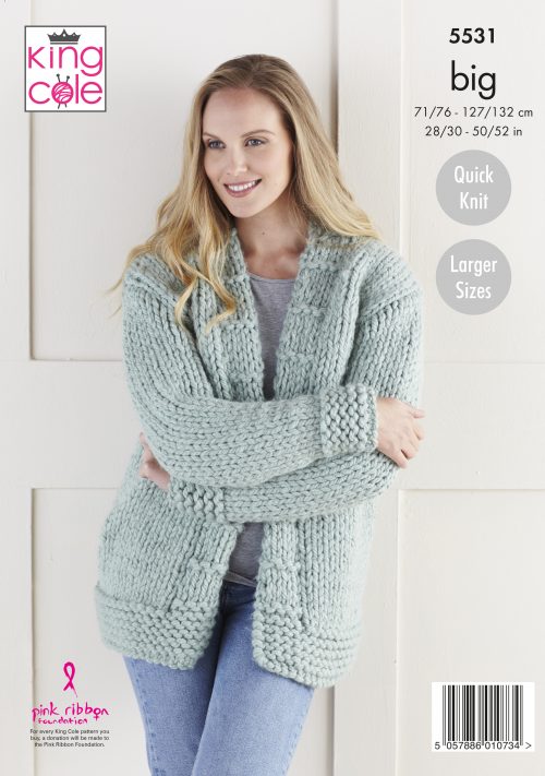 Knitting Pattern 5531 - Jacket & Sweater Knitted in Big Value BIG