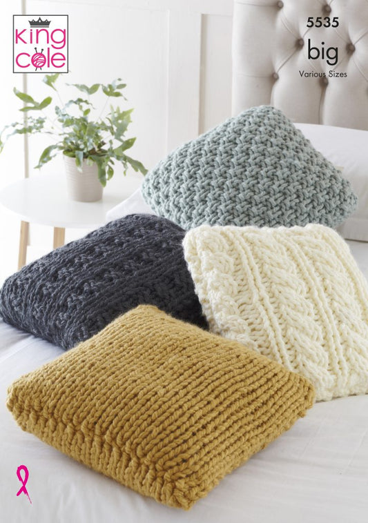 Knitting Pattern 5535 - Cushions Knitted in Big Value BIG
