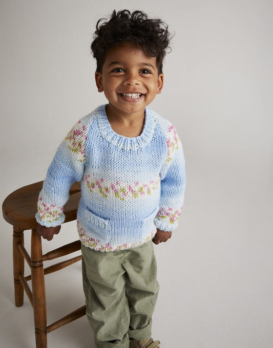 Knitting Pattern 5567 - SEED POCKET SWEATER IN HAYFIELD BABY BLOSSOM CHUNKY