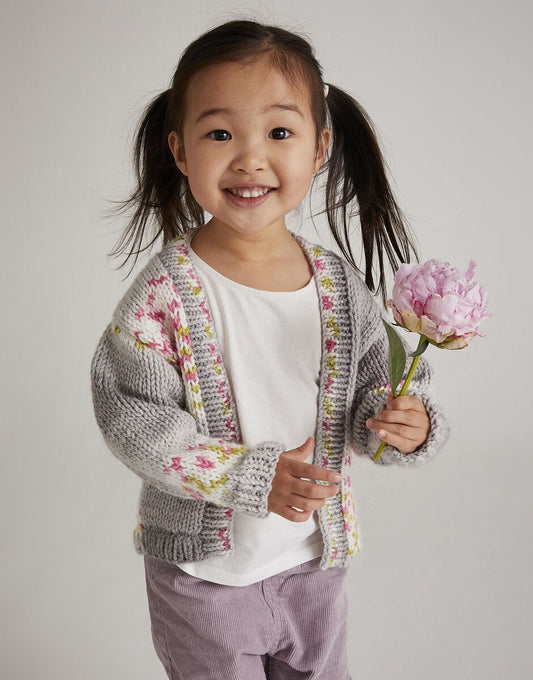 Knitting Pattern 5568 - DAISY CHAIN CARDIGAN IN HAYFIELD BABY BLOSSOM CHUNKY