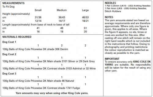 Knitting Pattern 5570 - Dog Coats in DK