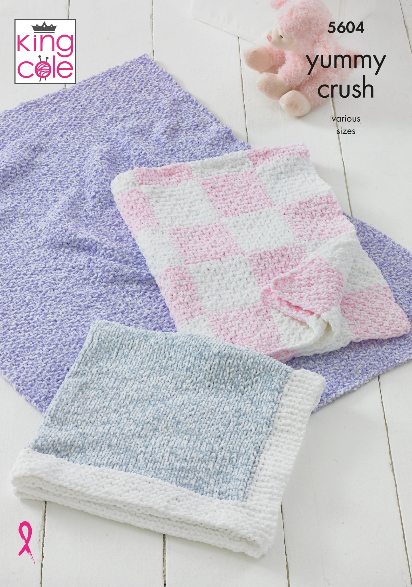 Knitting Pattern 5604 - Blankets Knitted in Yummy Crush