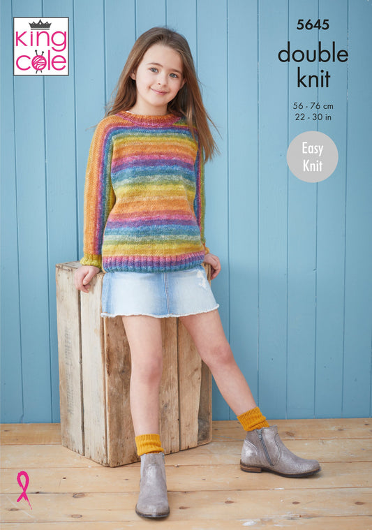 Knitting Pattern 5645 - Sweater & Hoodie Knitted in Bramble DK