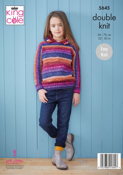 Knitting Pattern 5645 - Sweater & Hoodie Knitted in Bramble DK