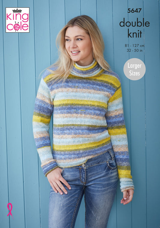 Knitting Pattern 5647 - Sweaters Knitted Bramble DK