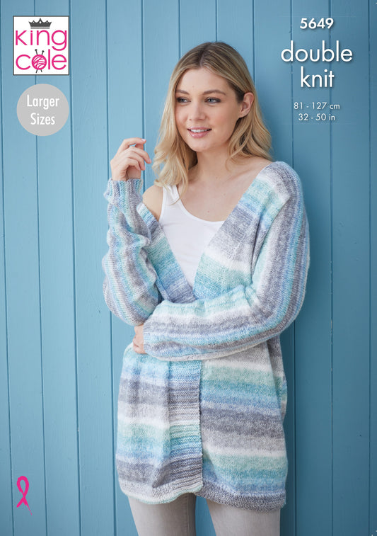 Knitting Pattern 5649 - Cardigans Knitted in Bramble DK