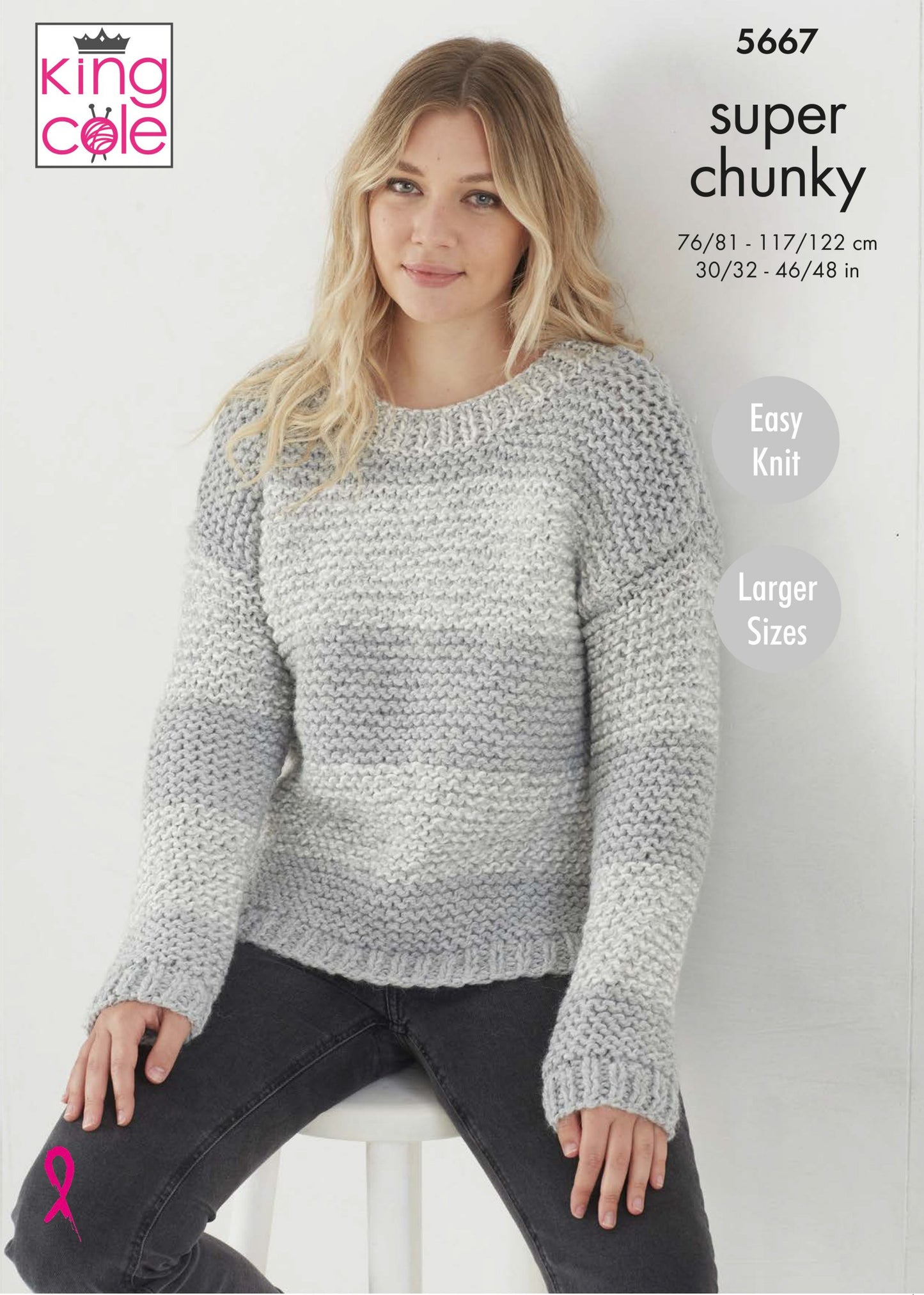 Knitting Pattern 5667 - Sweater & Cardigan Knitted in Timeless Classic Super Chunky