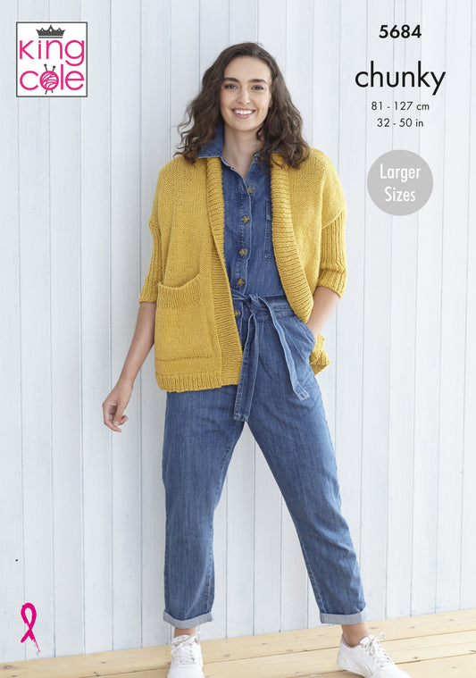 Knitting Pattern 5684 - Cardigans Knitted in Subtle Drifter Chunky